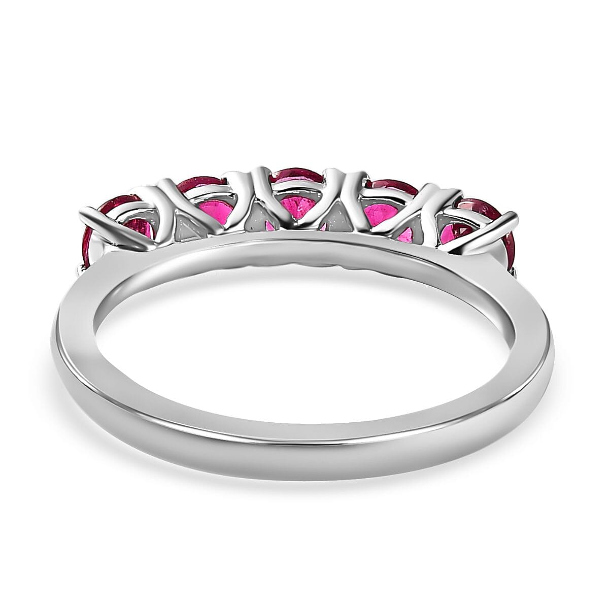 RHAPSODY 950 Platinum AAAA Rubellite 5 Stone Ring 1.25 Ct Plt Wt 4.18 Gms