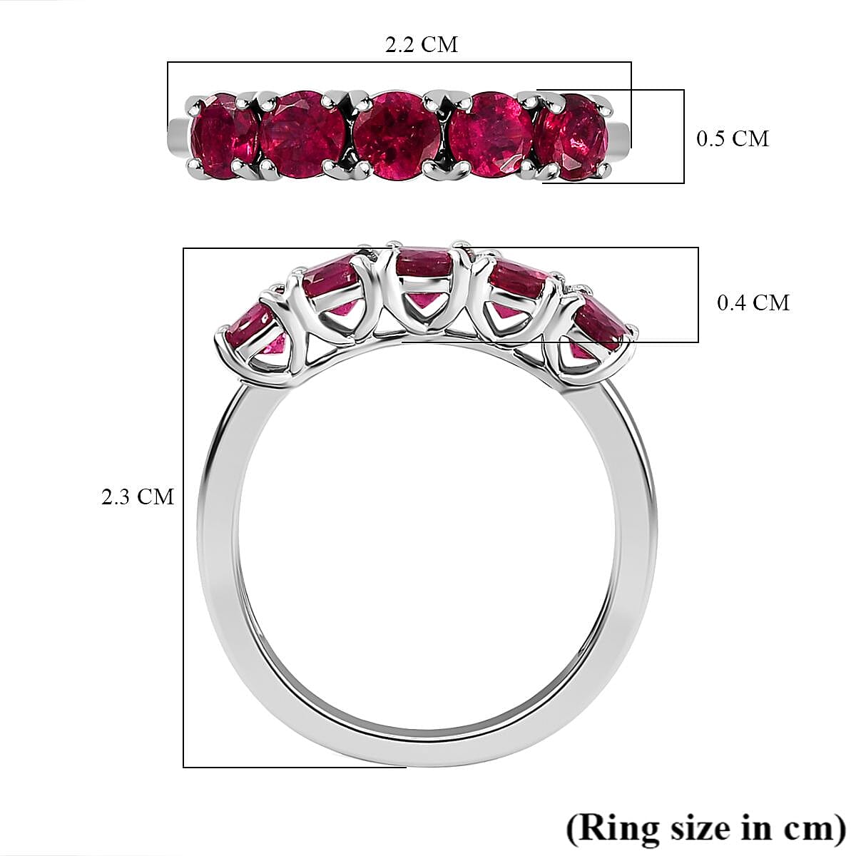 RHAPSODY 950 Platinum AAAA Rubellite 5 Stone Ring 1.25 Ct Plt Wt 4.18 Gms