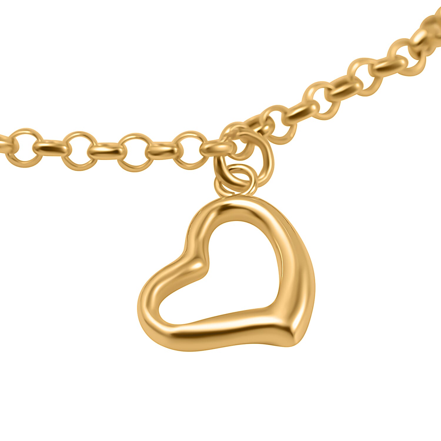 Hatton Garden Closeout - 9K Yellow Gold Floating Open Heart Charm Bracelet (Size - 7.25)