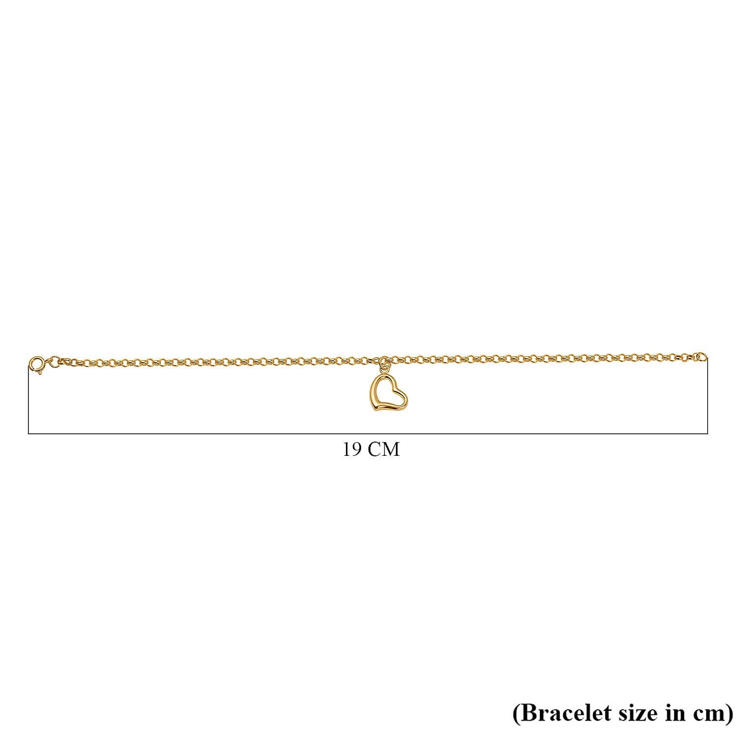 Hatton Garden Closeout - 9K Yellow Gold Floating Open Heart Charm Bracelet (Size - 7.25)