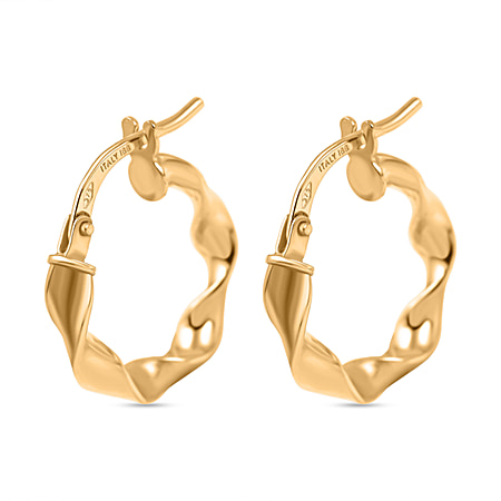 Hatton Garden Closeout 9K Yellow Gold Twisted Creole Hoop Earrings
