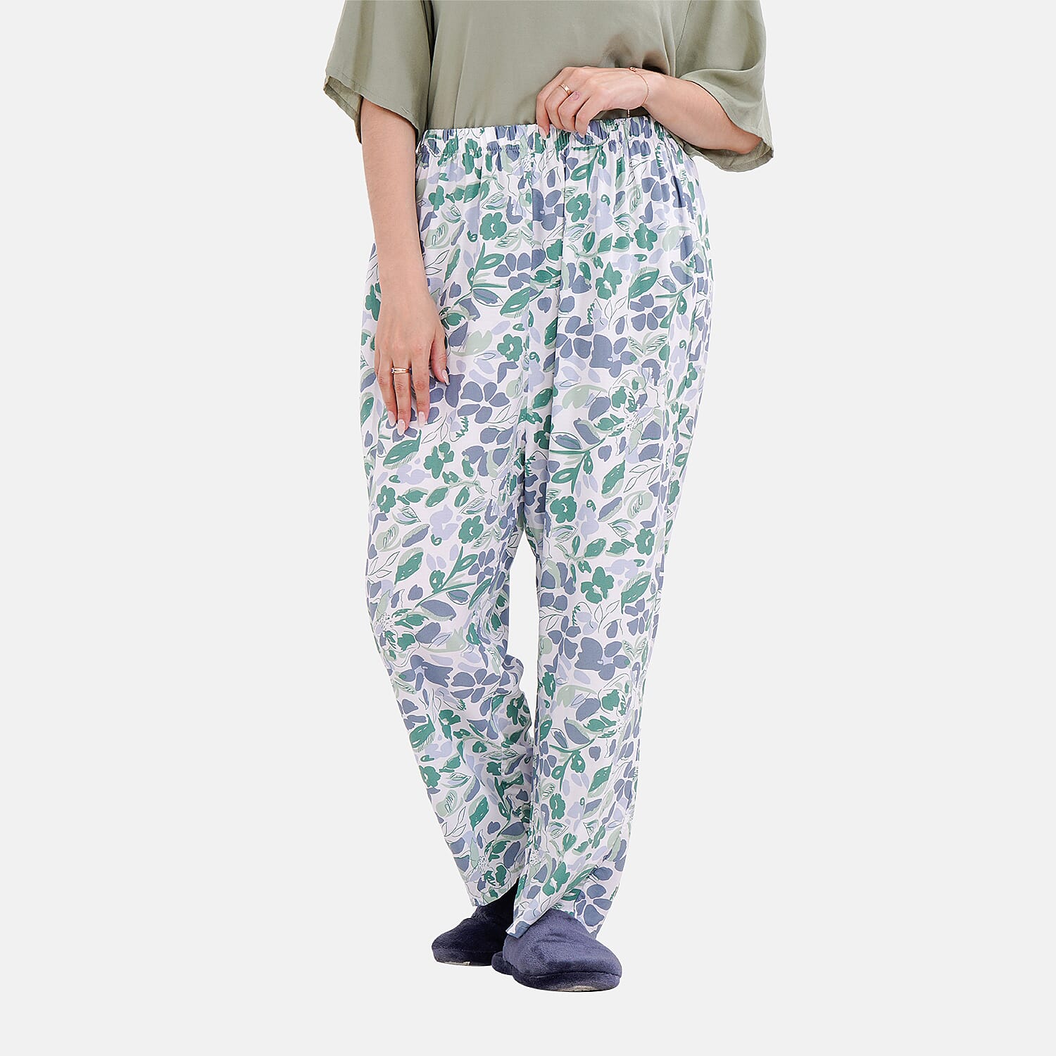 LA MAREY Loungewear Sets (Short Sleeves Top with Printed Trousers) - Green