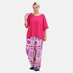 La Marey Viscose Solid Loungwear - Purple & Black