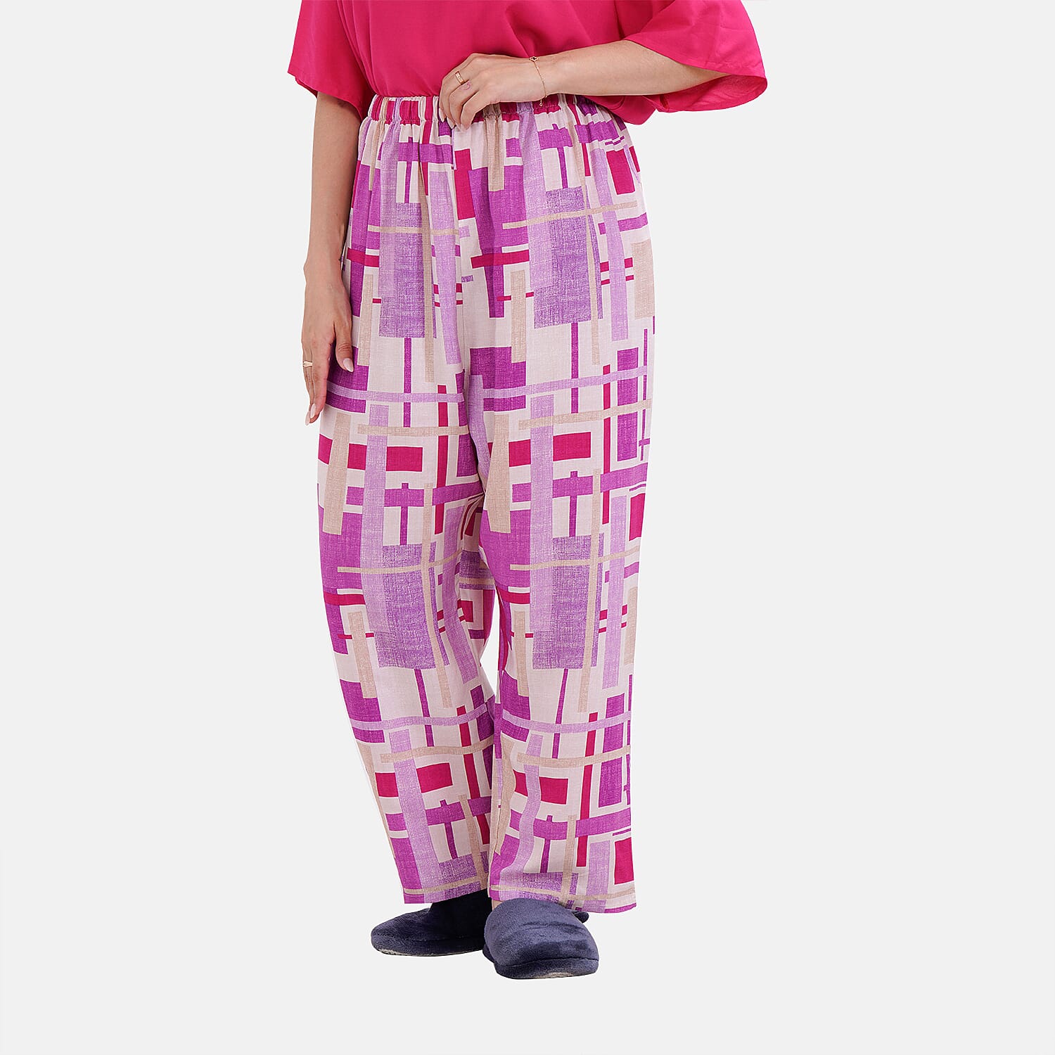 La Marey Viscose Solid Loungwear - Purple & Black