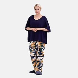 La Marey Viscose Solid Loungwear - Purple & Black