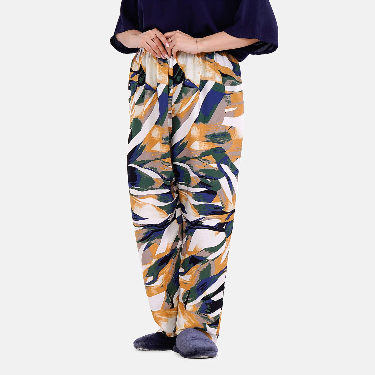 La Marey Viscose Solid Loungwear - Purple & Black