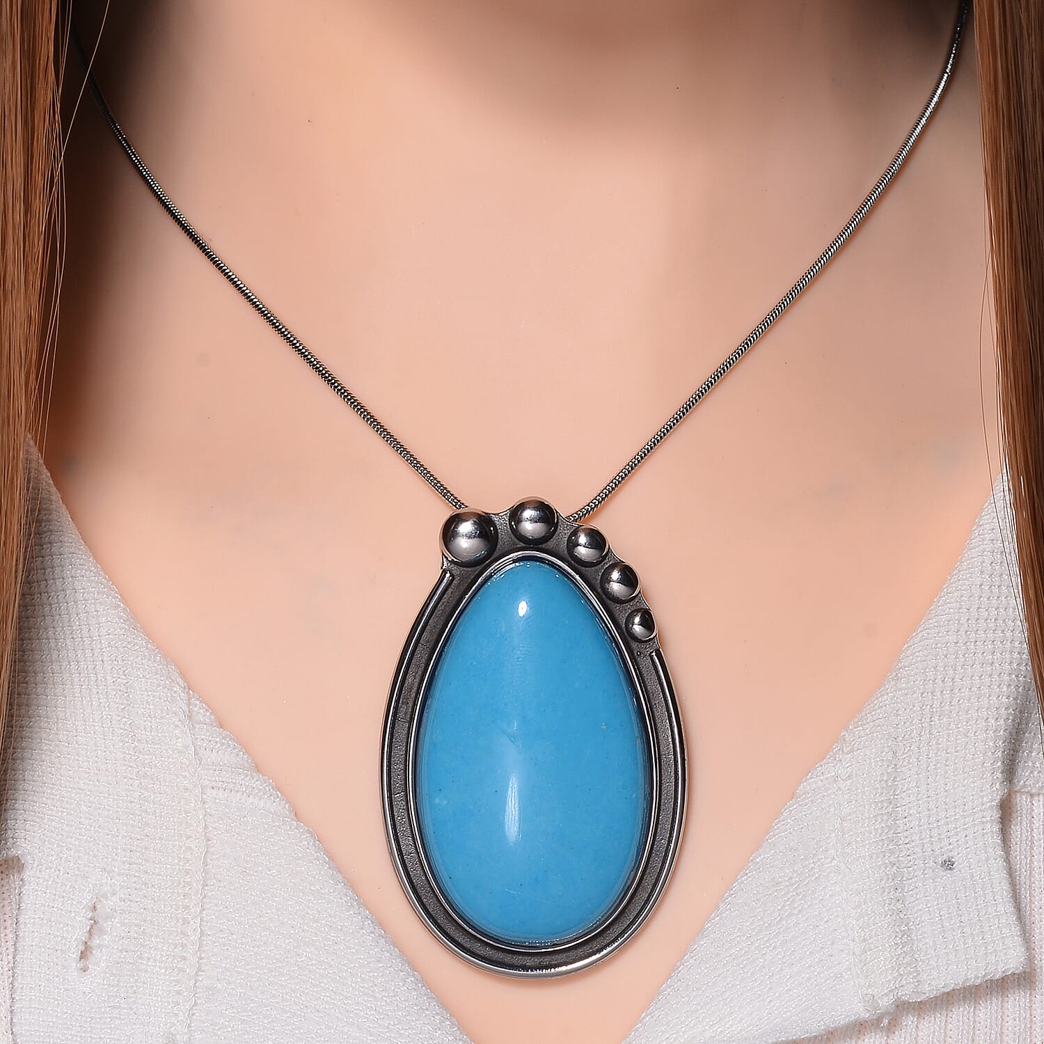 Sleeping Beauty Howlite Pear Necklace (Size - 24 - 4 Ext) 50.00 Ct.