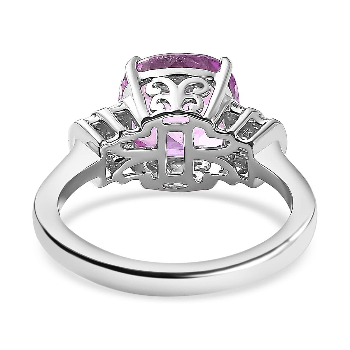 RHAPSODY- 950 Platinum AAAA Patroke Kunzite Diamond Ring 5.62 Ct, Platinum Wt. 5.95 GM