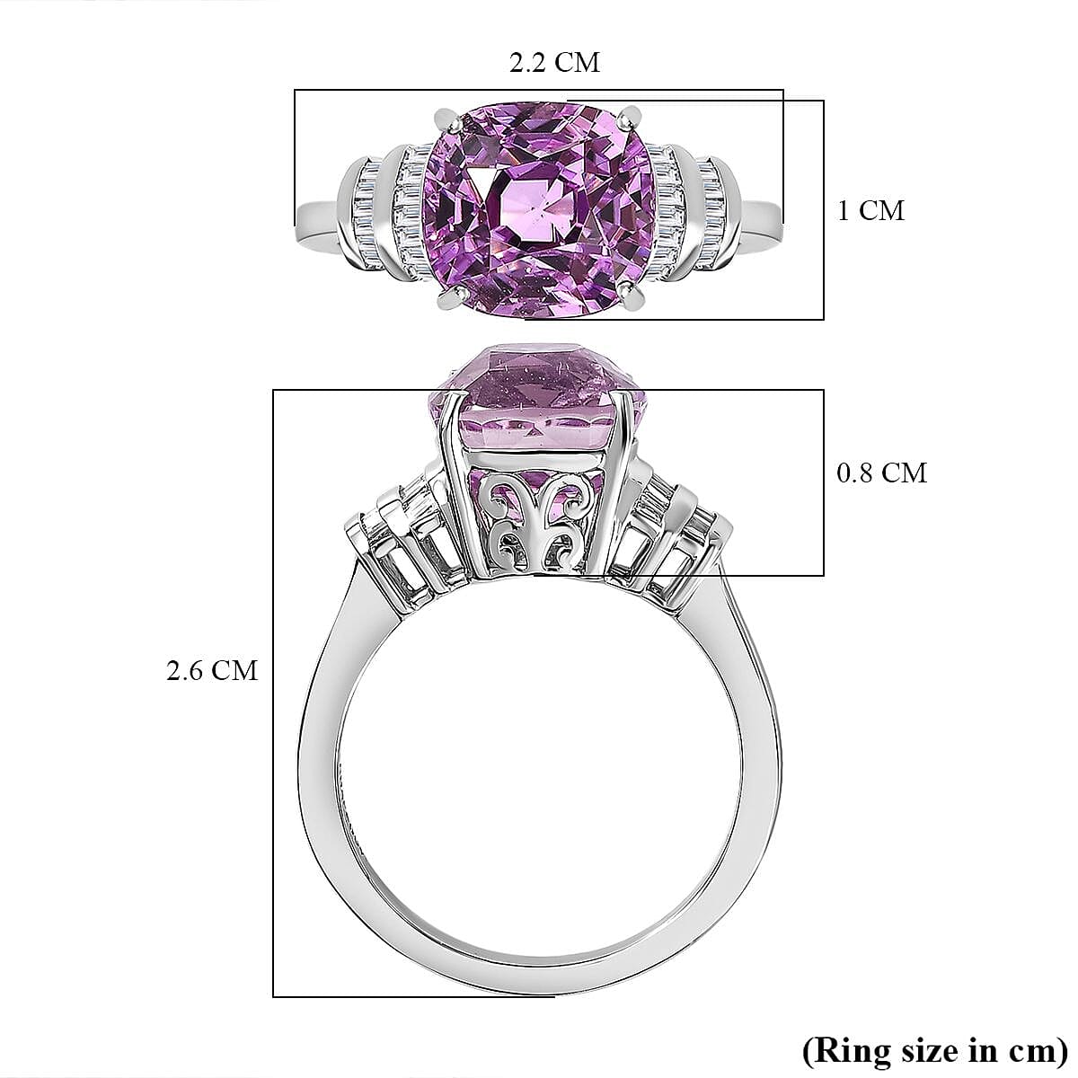 RHAPSODY- 950 Platinum AAAA Patroke Kunzite Diamond Ring 5.62 Ct, Platinum Wt. 5.95 GM