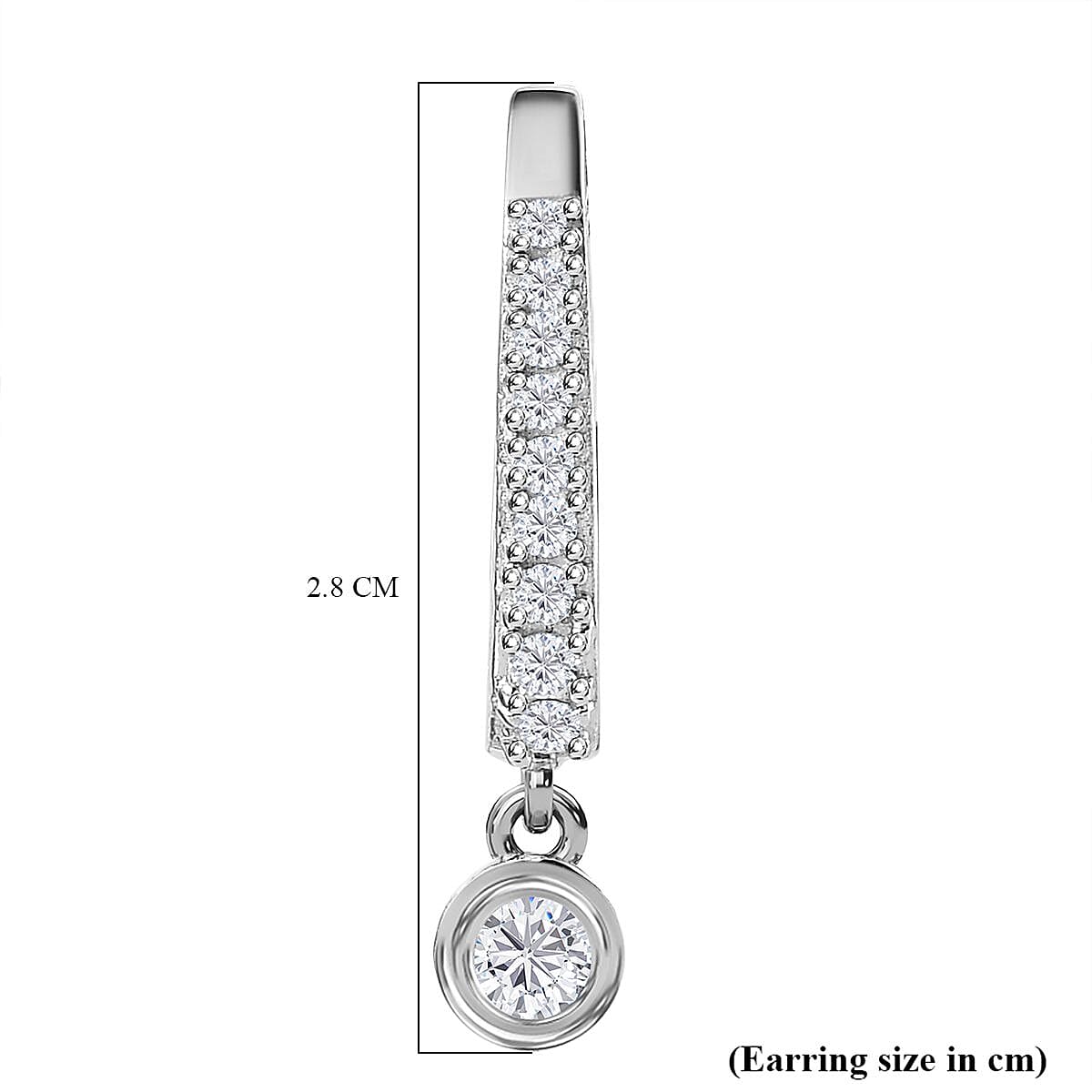 Moissanite Drop Dangle Hoop Earrings in Platinum Overlay Sterling Silver