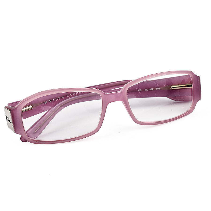 Ralph Lauren Polo Rectangular Transparent Reader Glasses with Metal Logo (Power 4) - Lilac