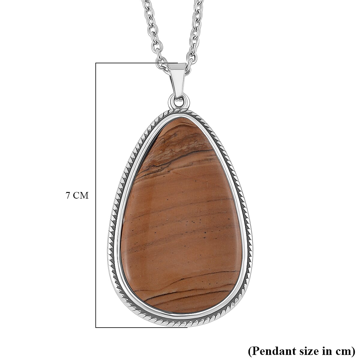 Picture Jasper Pear Necklace (Size - 24 - 4 Ext) with Lobster Clasp in Oxidized 40.00 Ct.