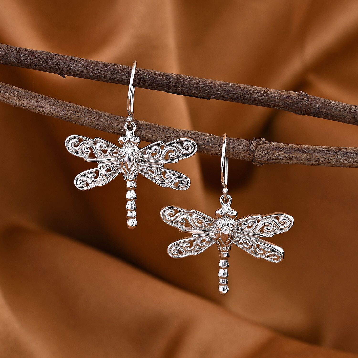 Royal Bali Collection - Sterling Silver Butterfly Dangle Earrings