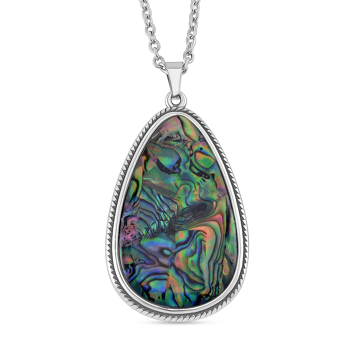 Abalone Shell Pear Necklace (Size - 24 - 4 Ext) with Lobster Clasp