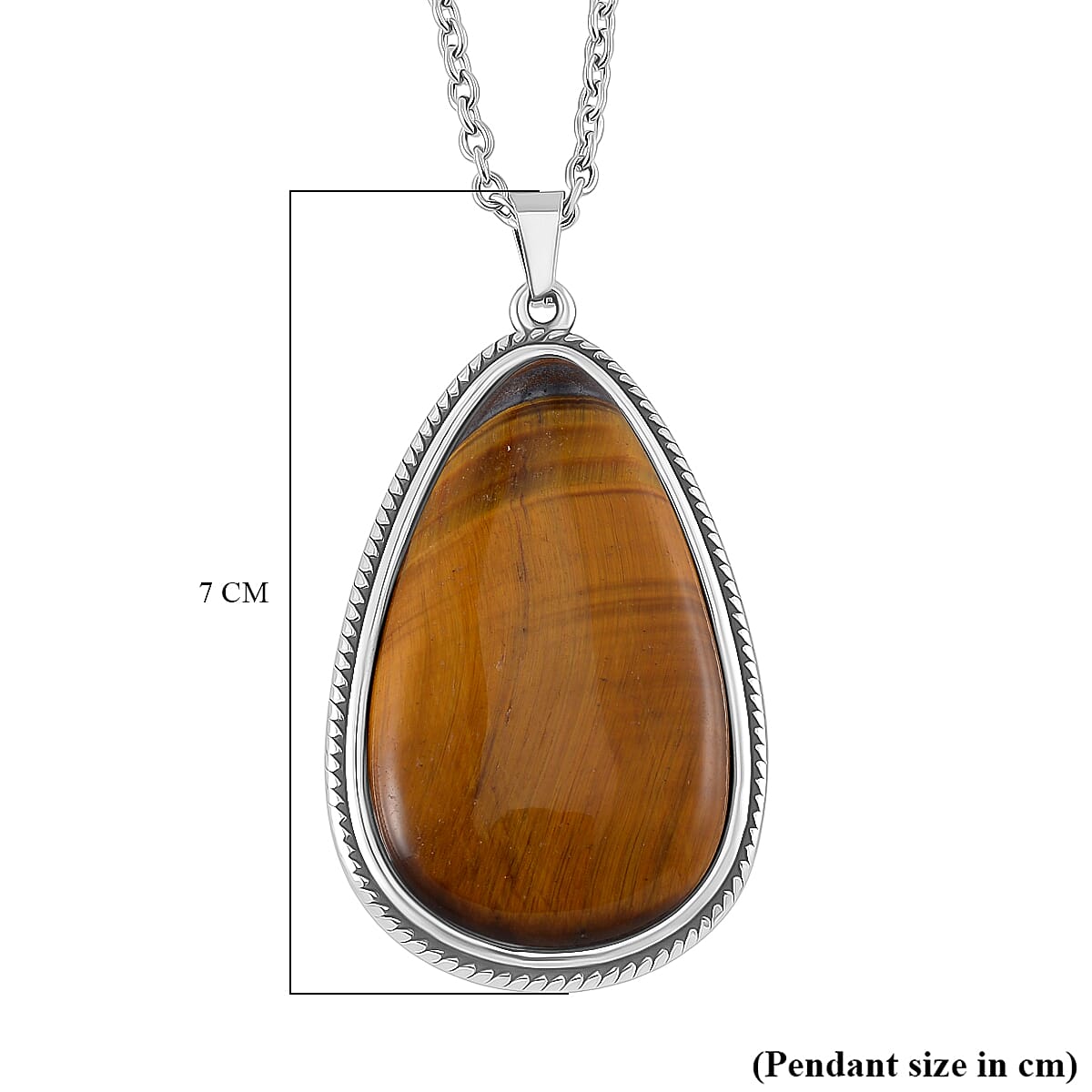 Yellow Tigers Eye Pear Necklace (Size - 24 - 4 Ext) with Oxidized