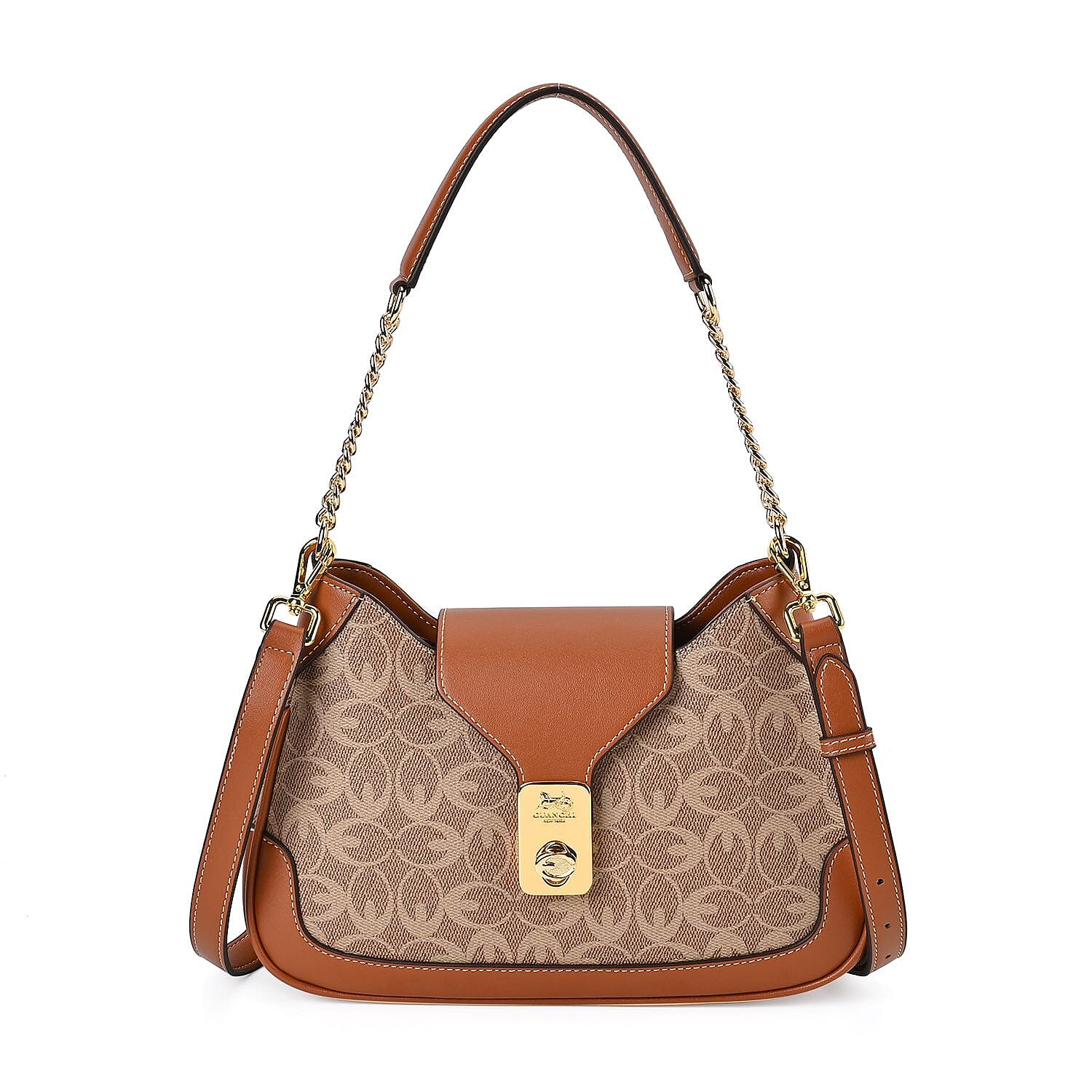  Guanchi Crossbody Bag with Exterior Zipped Pocket & Shoulder Strap - Brown