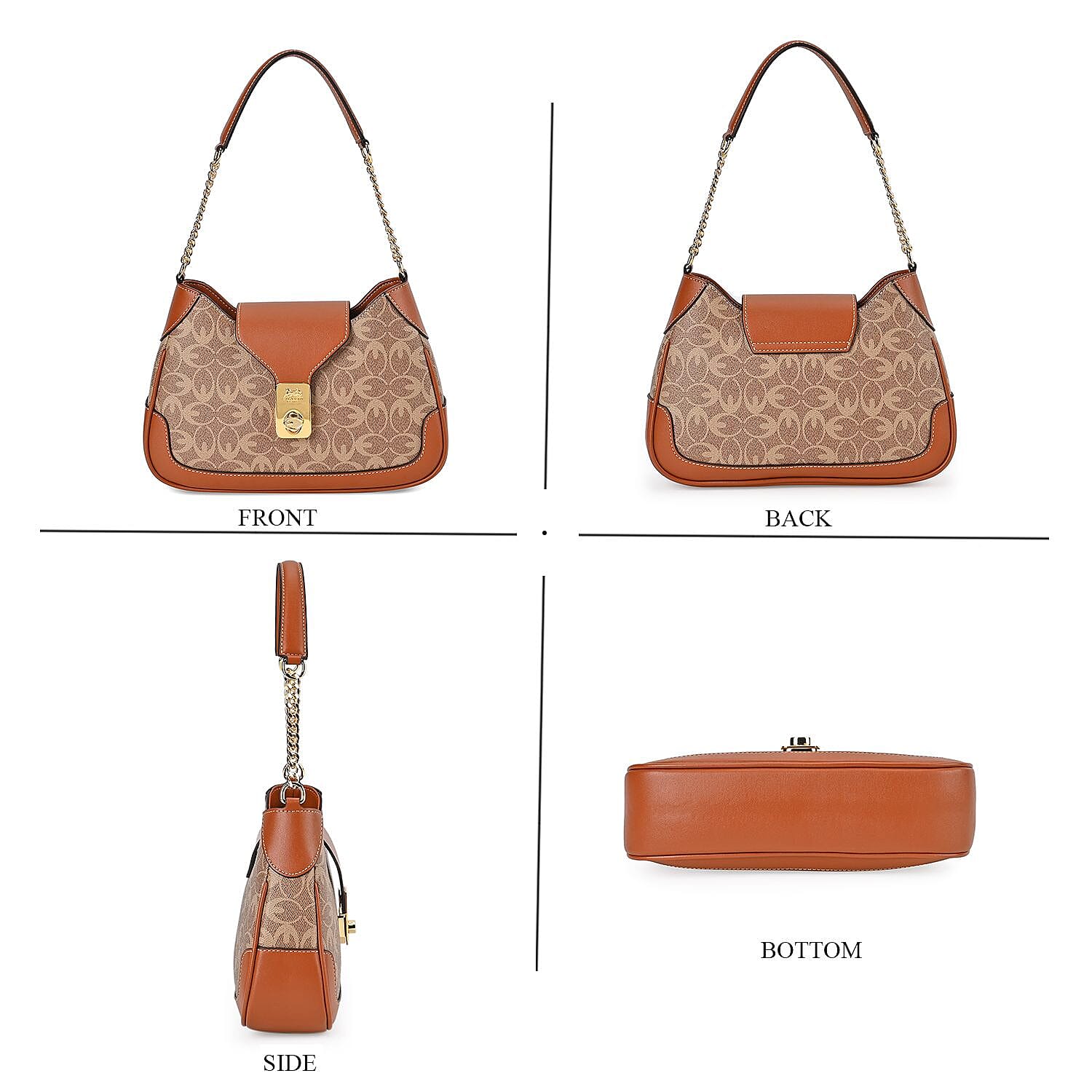  Guanchi Crossbody Bag with Exterior Zipped Pocket & Shoulder Strap - Brown