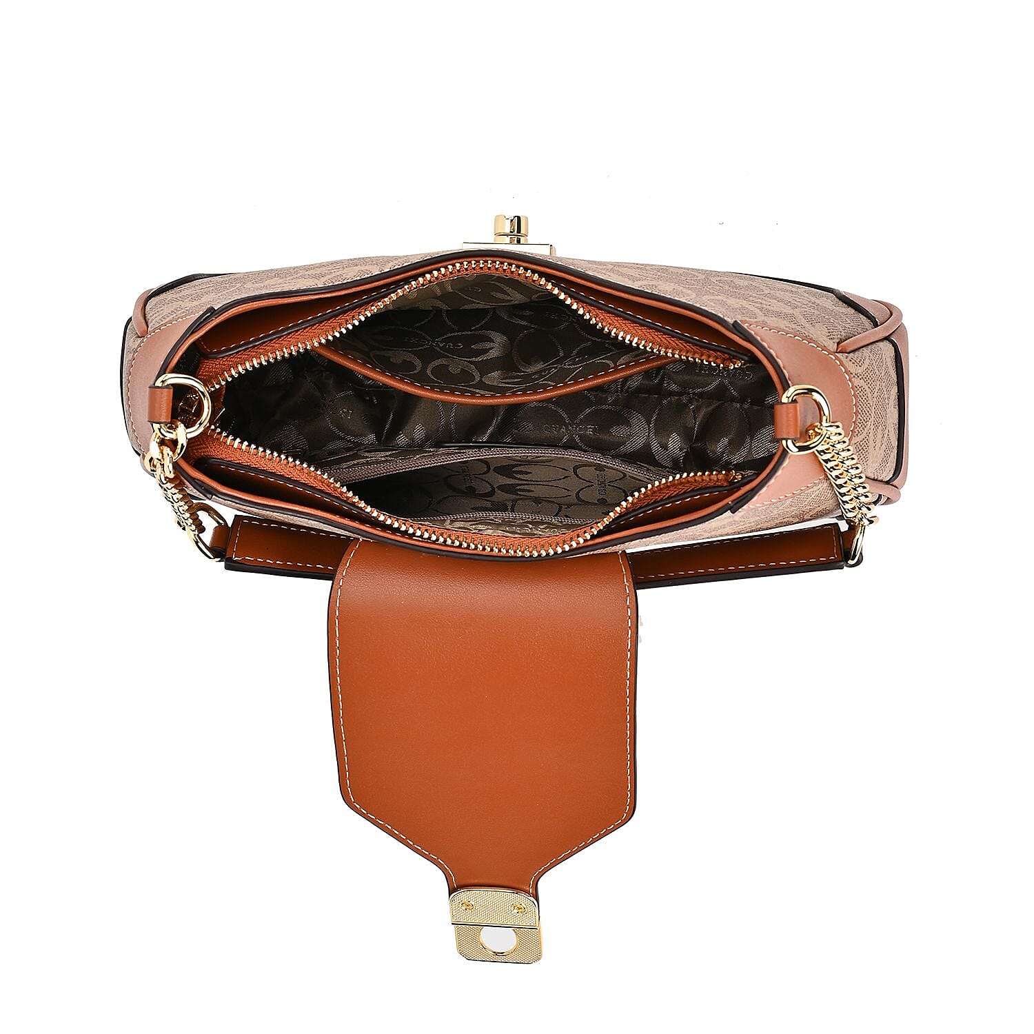  Guanchi Crossbody Bag with Exterior Zipped Pocket & Shoulder Strap - Brown