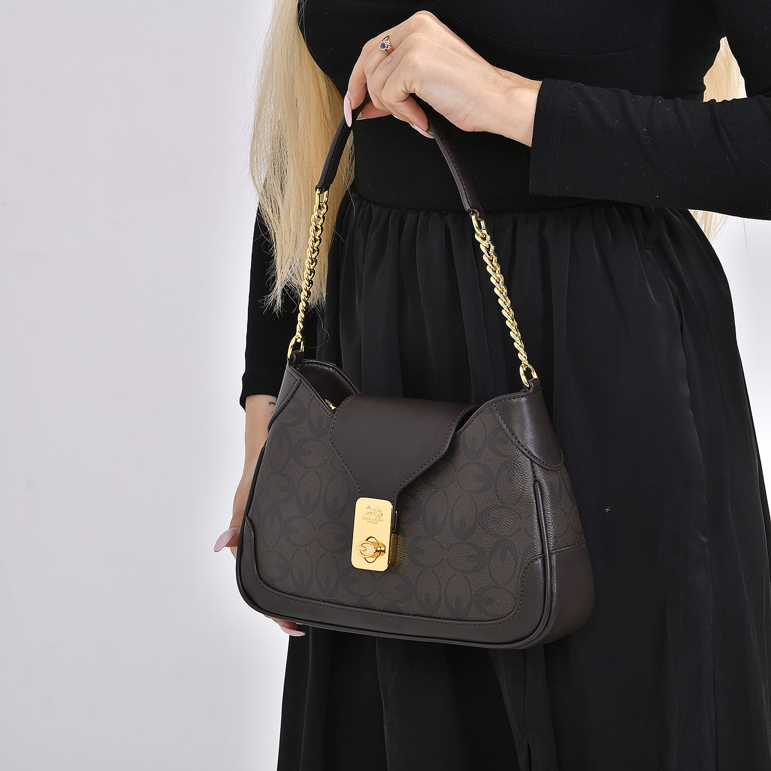 Guanchi Crossbody Bag with Exterior Zipped Pocket - Dark Coffee