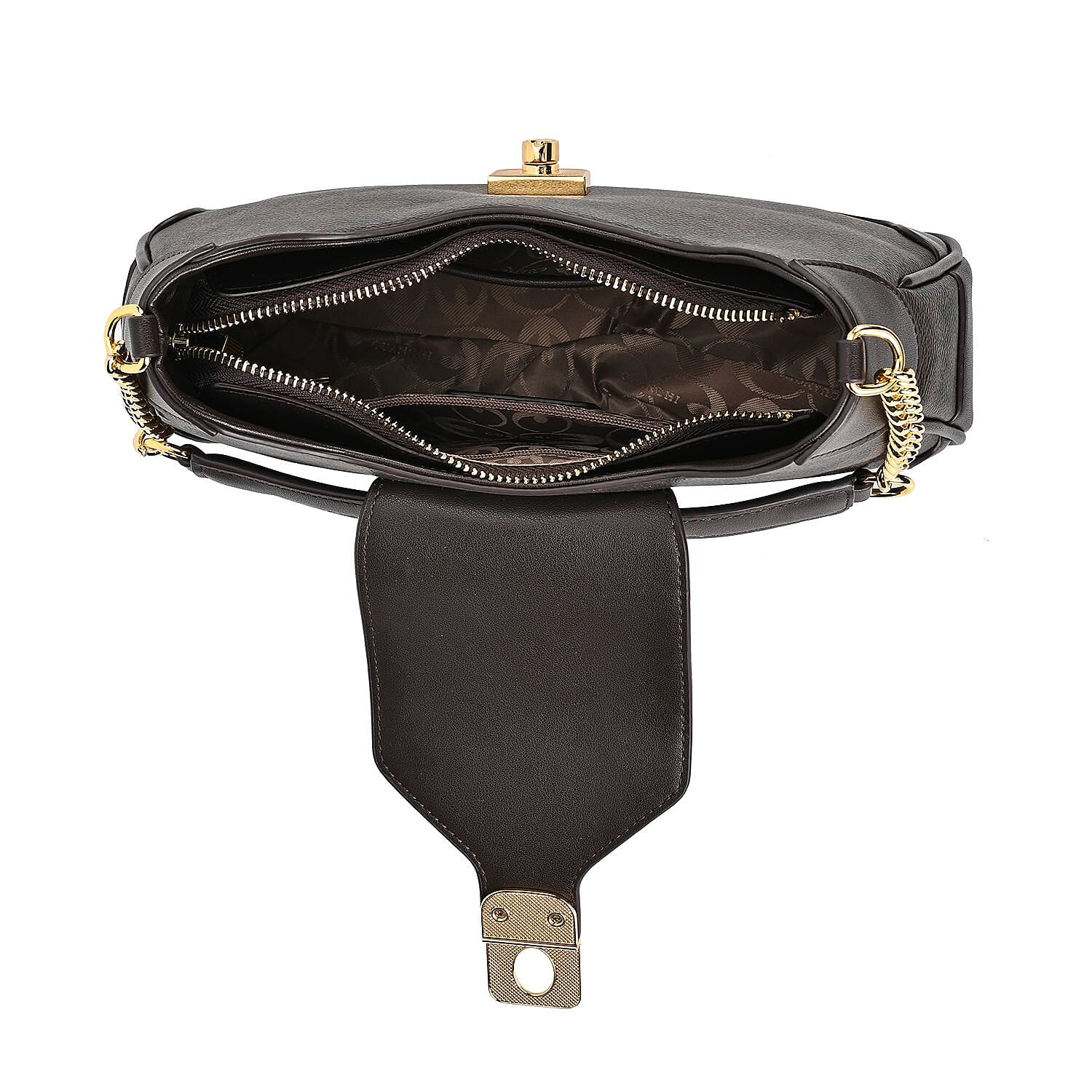 Guanchi Crossbody Bag with Exterior Zipped Pocket - Dark Coffee