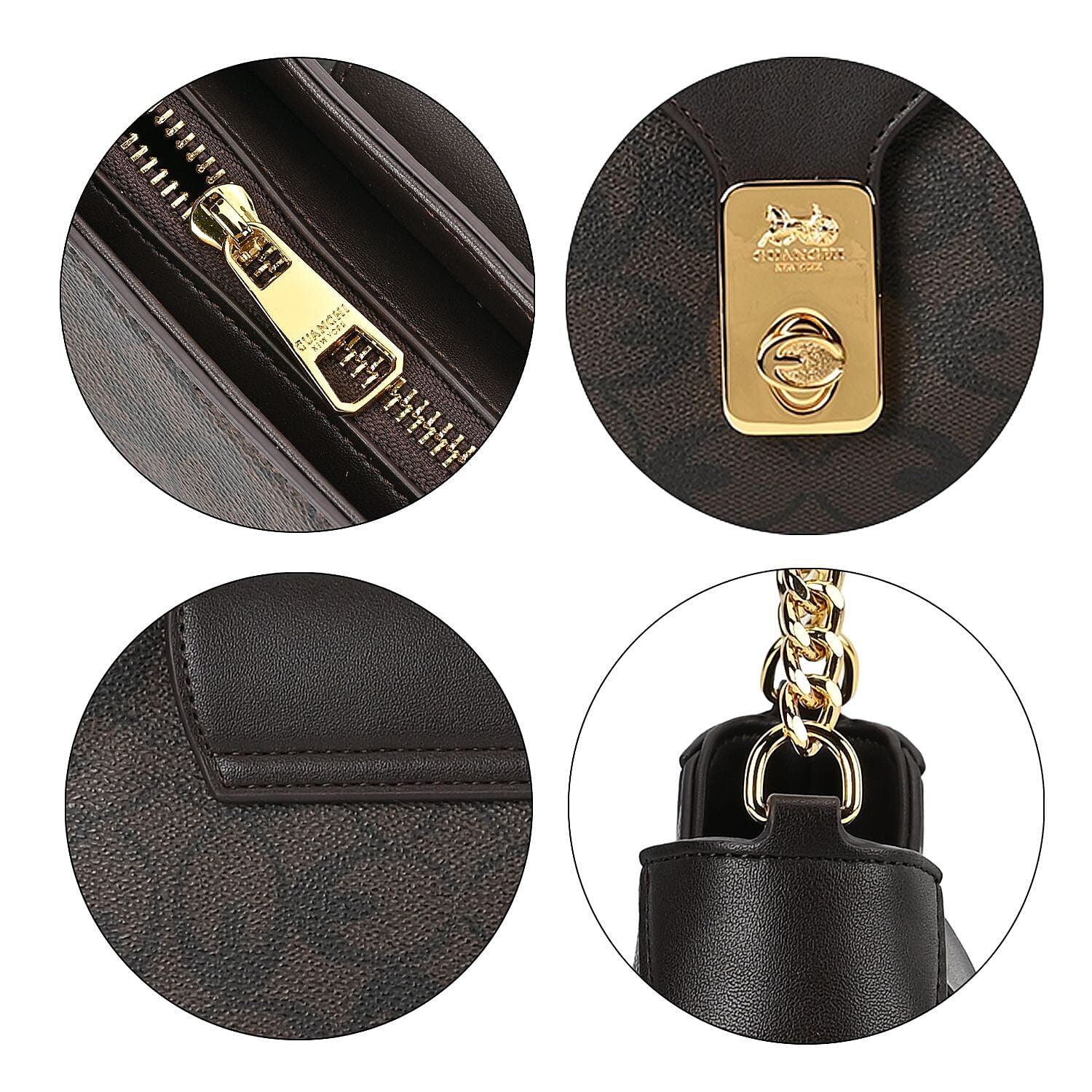 Guanchi Crossbody Bag with Exterior Zipped Pocket - Dark Coffee