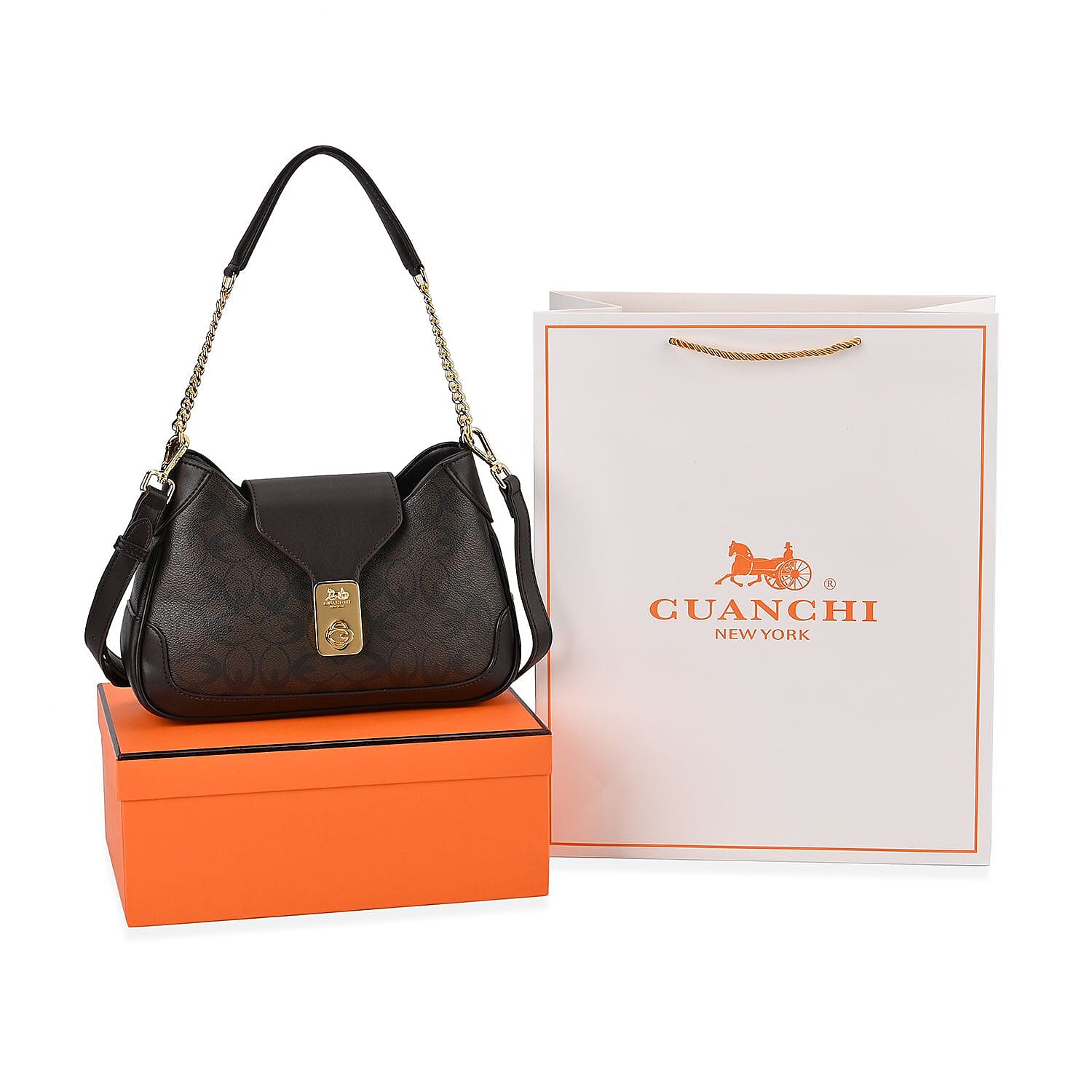 Guanchi Crossbody Bag with Exterior Zipped Pocket - Dark Coffee