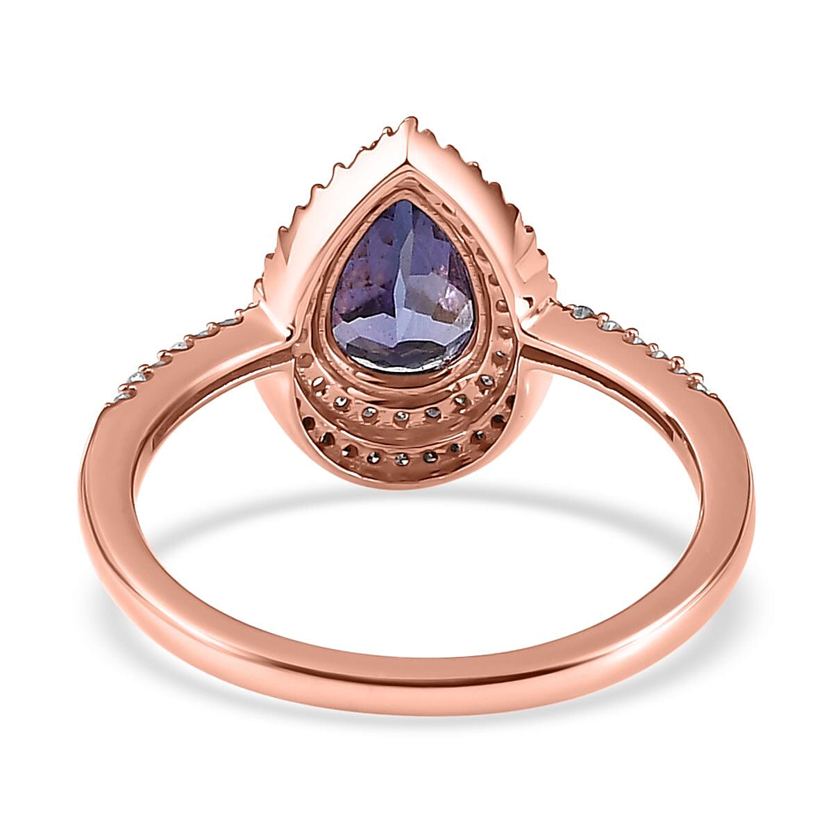 9K Rose Gold Premium Tanzanite, Pink Diamond and White Diamond Ring 1.5 Ct