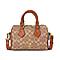 Guanchi Crossbody Bag with Exterior Zipped Pocket, Handle Drop & Shoulder Strap - Brown