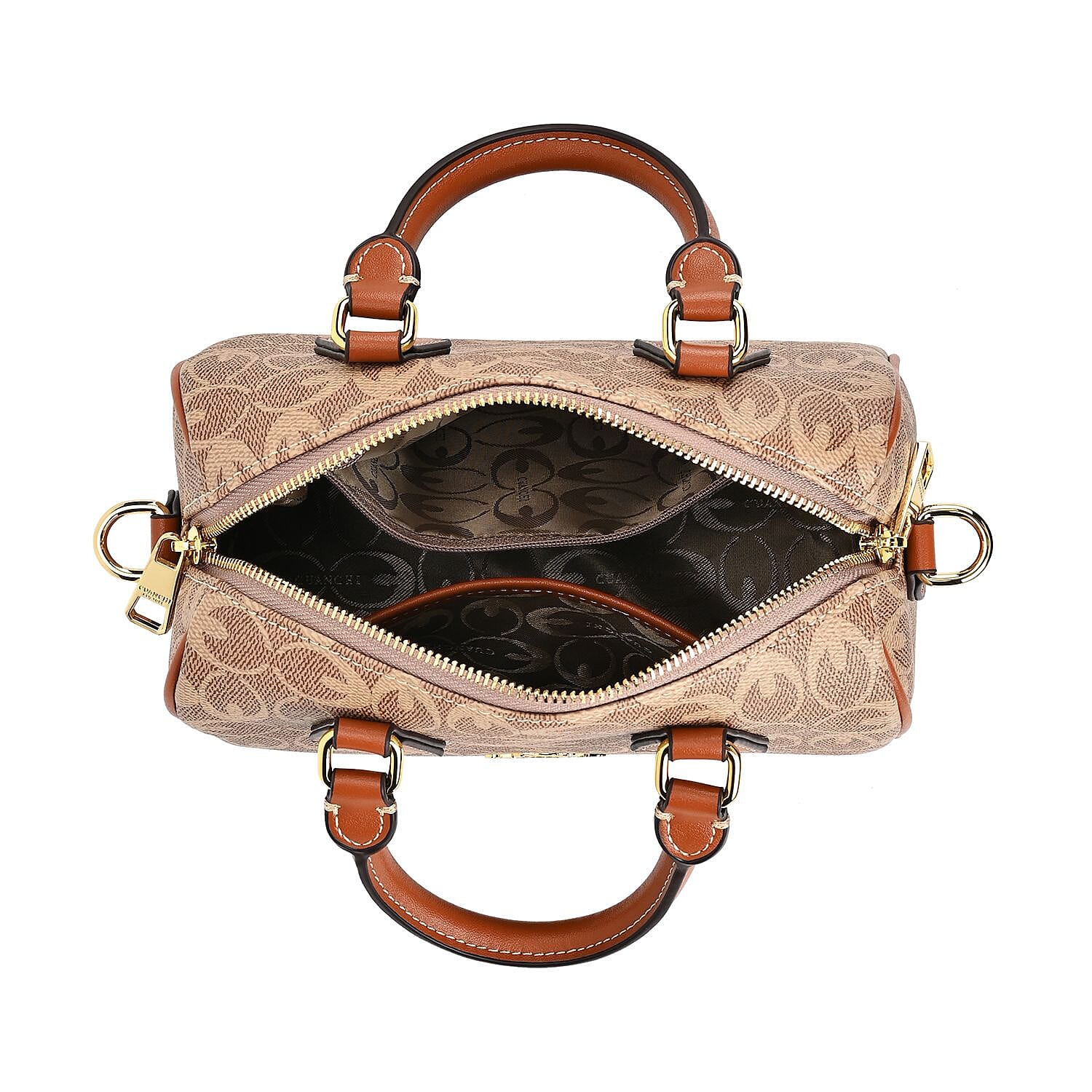 Guanchi Crossbody Bag with Exterior Zipped Pocket, Handle Drop & Shoulder Strap - Brown