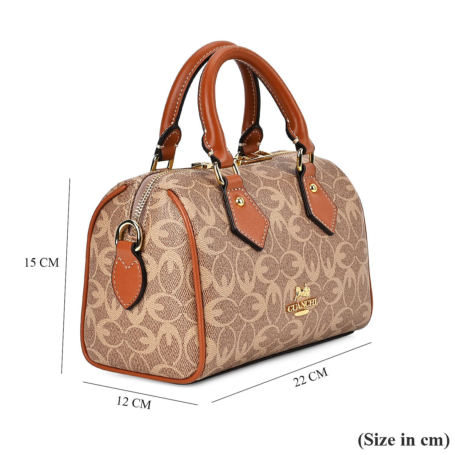 Guanchi Crossbody Bag with Exterior Zipped Pocket, Handle Drop & Shoulder  Strap - Brown