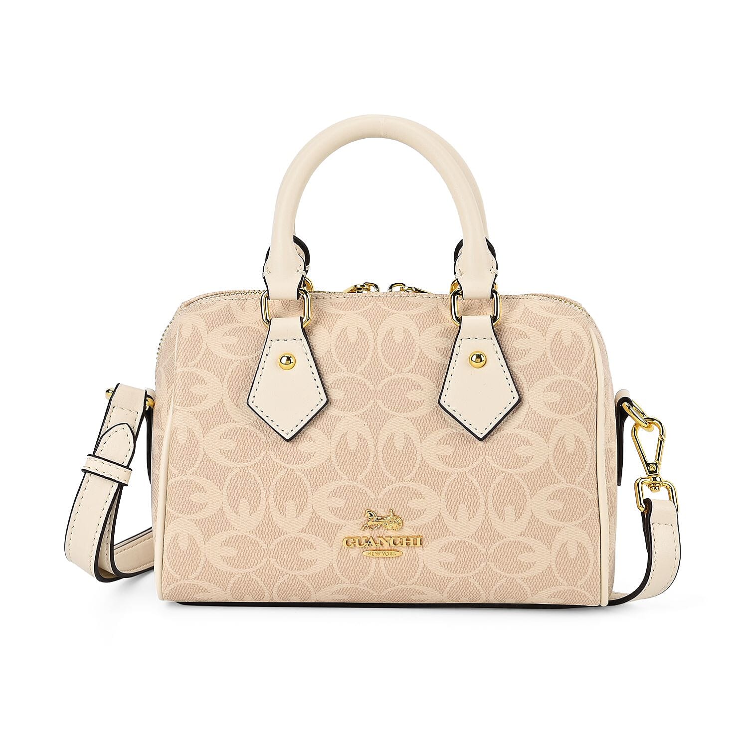 Guanchi Crossbody Bag with Exterior Zipped Pocket & Handle Drop - Off-White