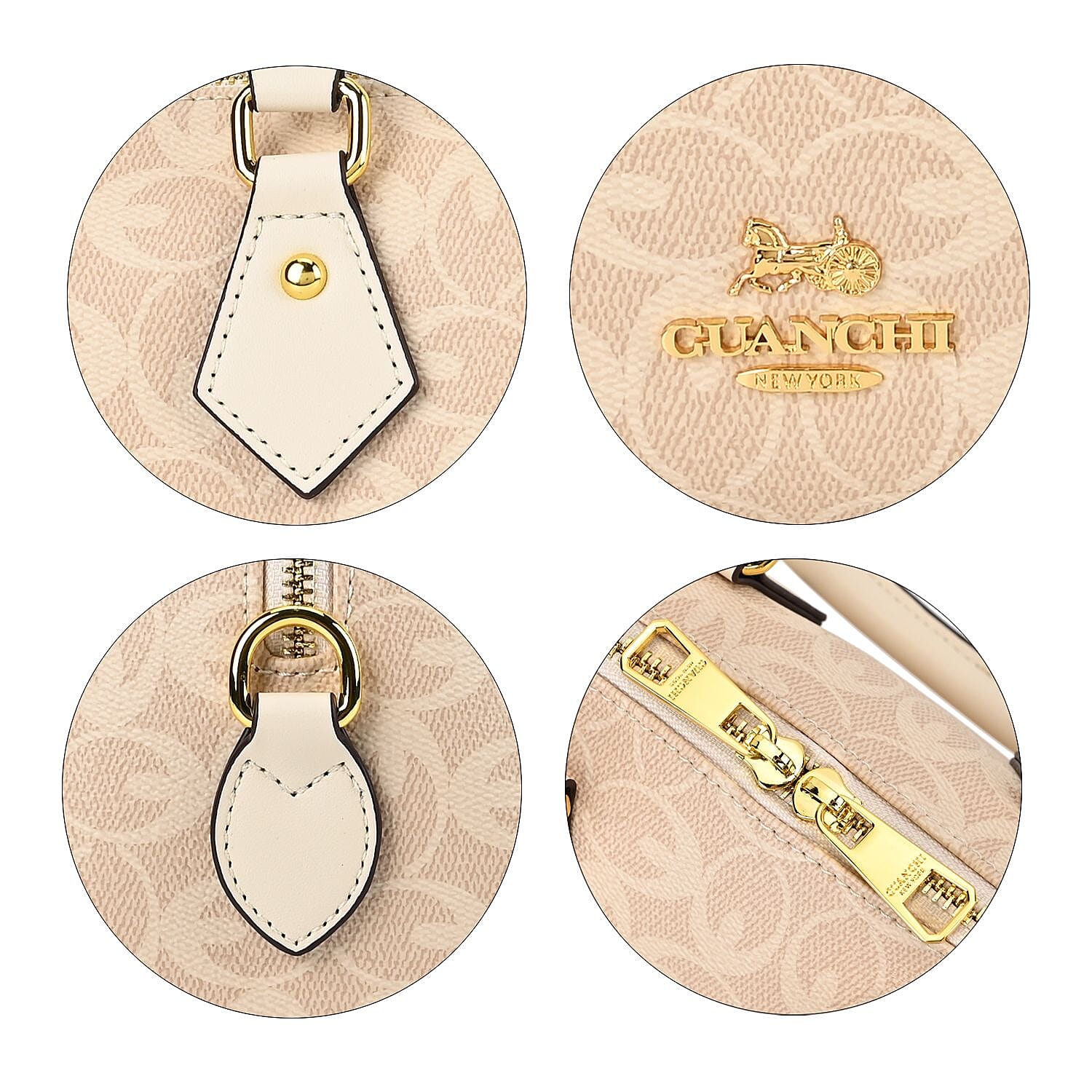 Guanchi Crossbody Bag with Exterior Zipped Pocket & Handle Drop - Off-White