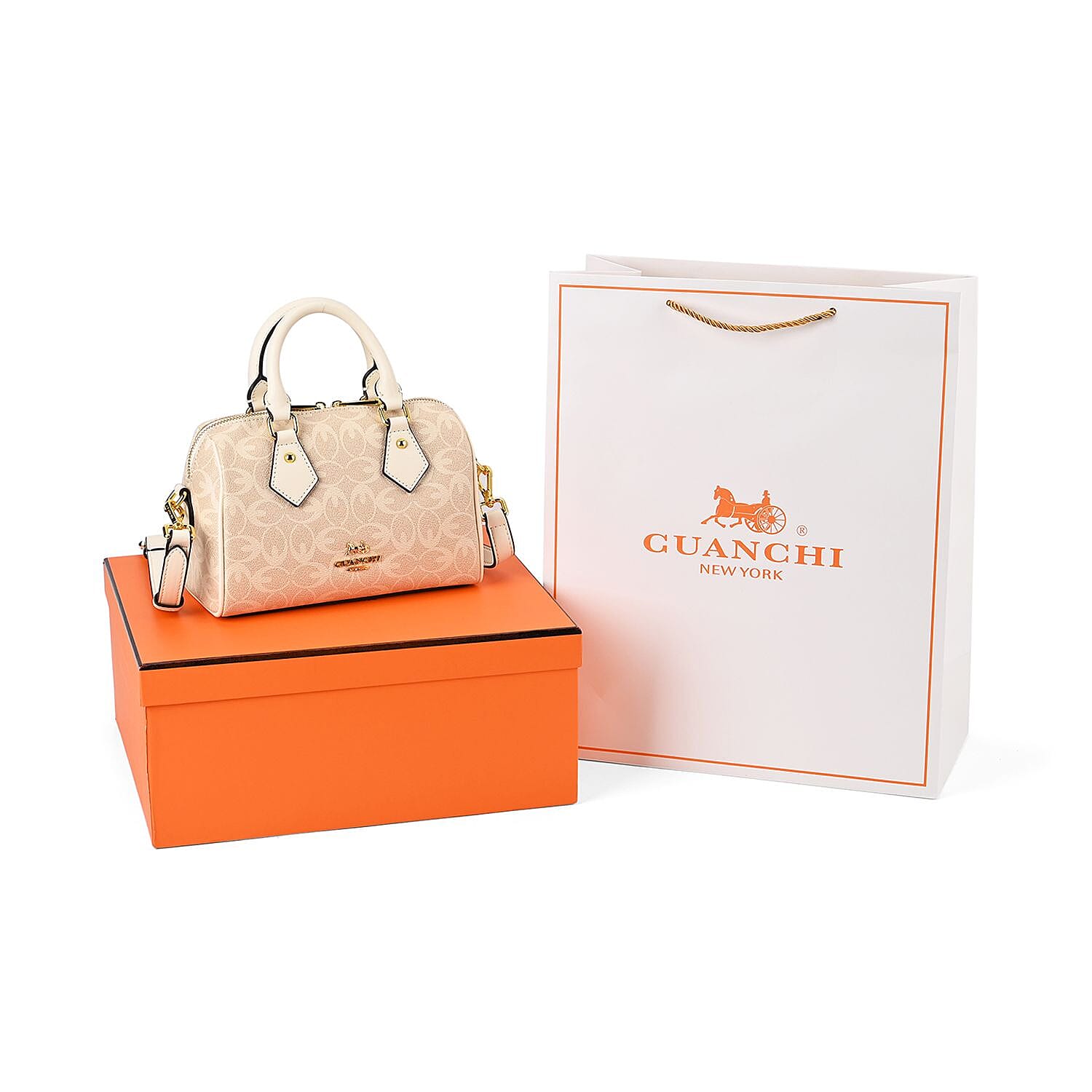 Guanchi Crossbody Bag with Exterior Zipped Pocket & Handle Drop - Off-White