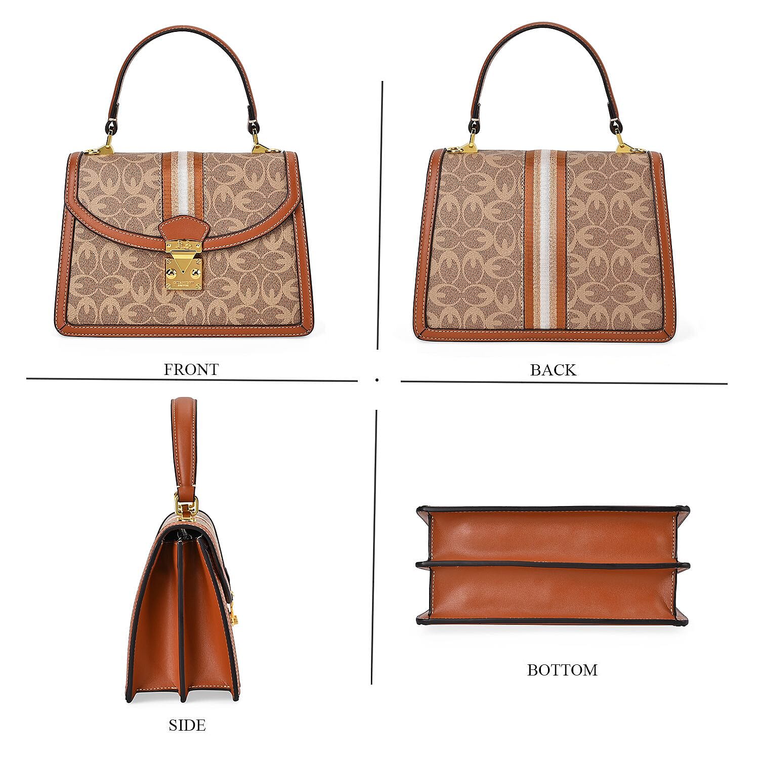 Guanchi Crossbody Bag with Exterior Zipped Pocket & Handle Drop - Brown