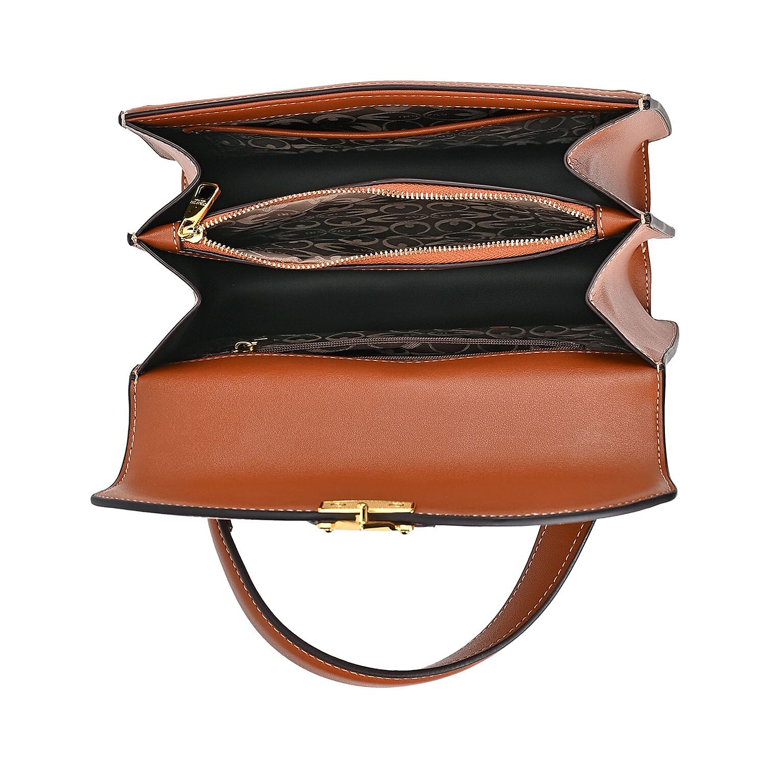 Guanchi Crossbody Bag with Exterior Zipped Pocket & Handle Drop - Brown