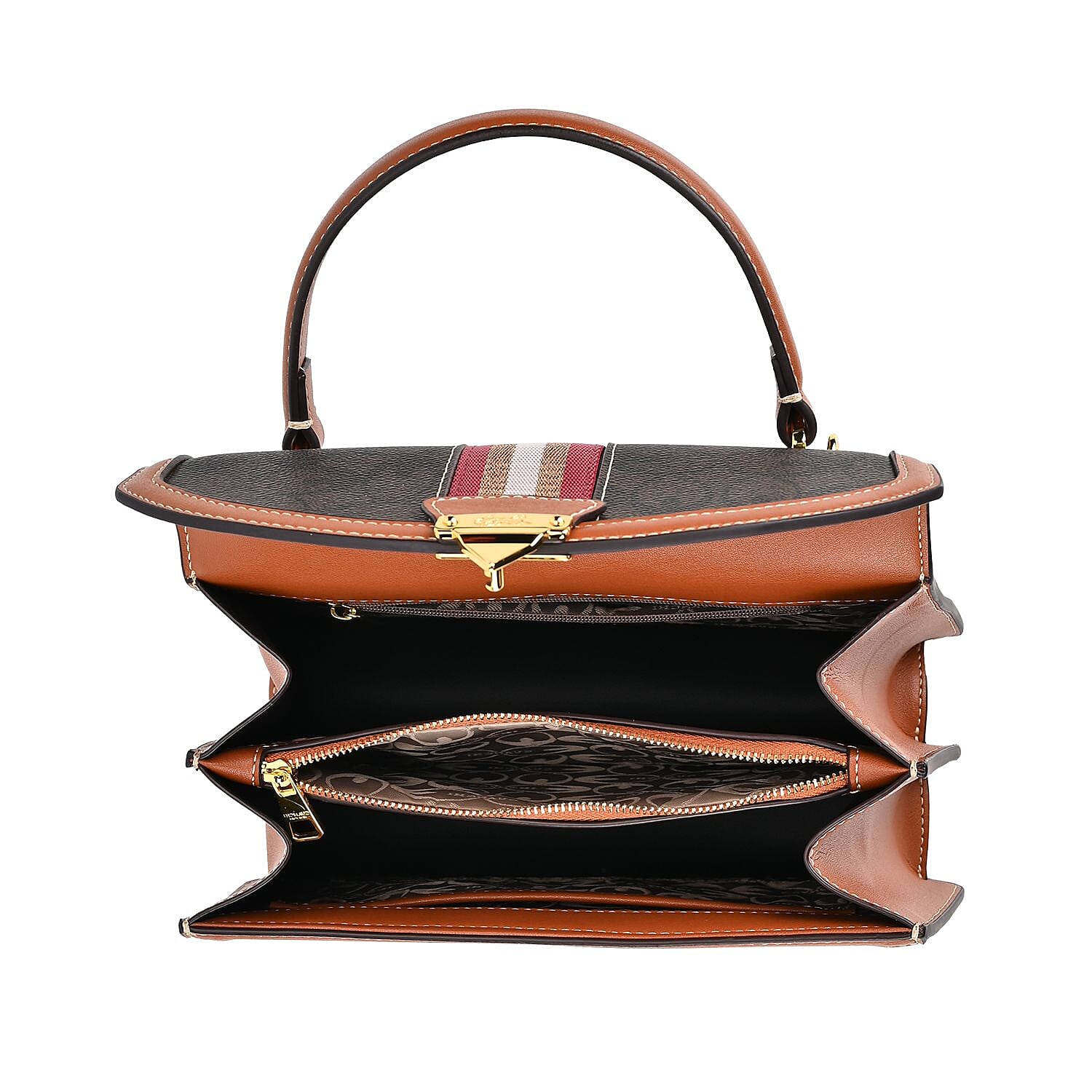 Guanchi Crossbody Bag with Handle Drop & Shoulder Strap - Dark Coffee & Brown