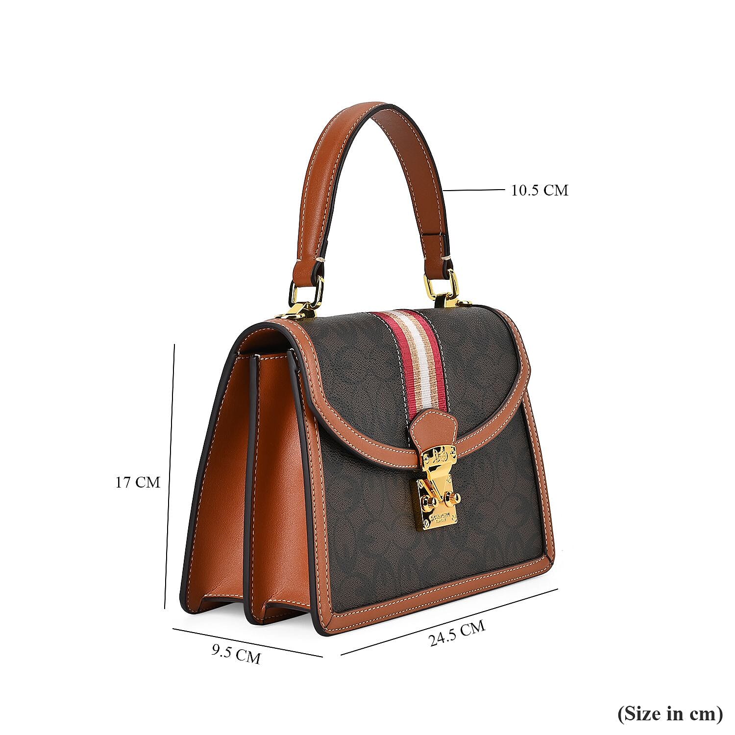 Guanchi Crossbody Bag with Handle Drop & Shoulder Strap - Dark Coffee & Brown