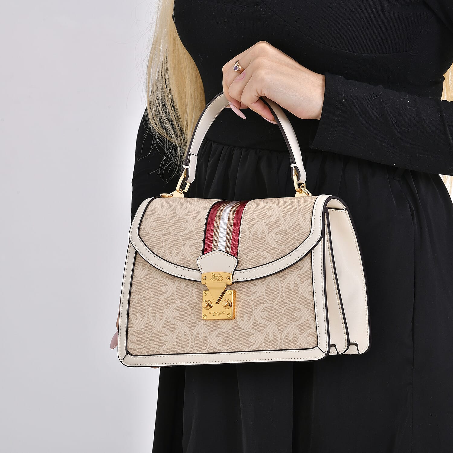 Guanchi Crossbody Bag with Handle Drop & Shoulder Strap - Off White