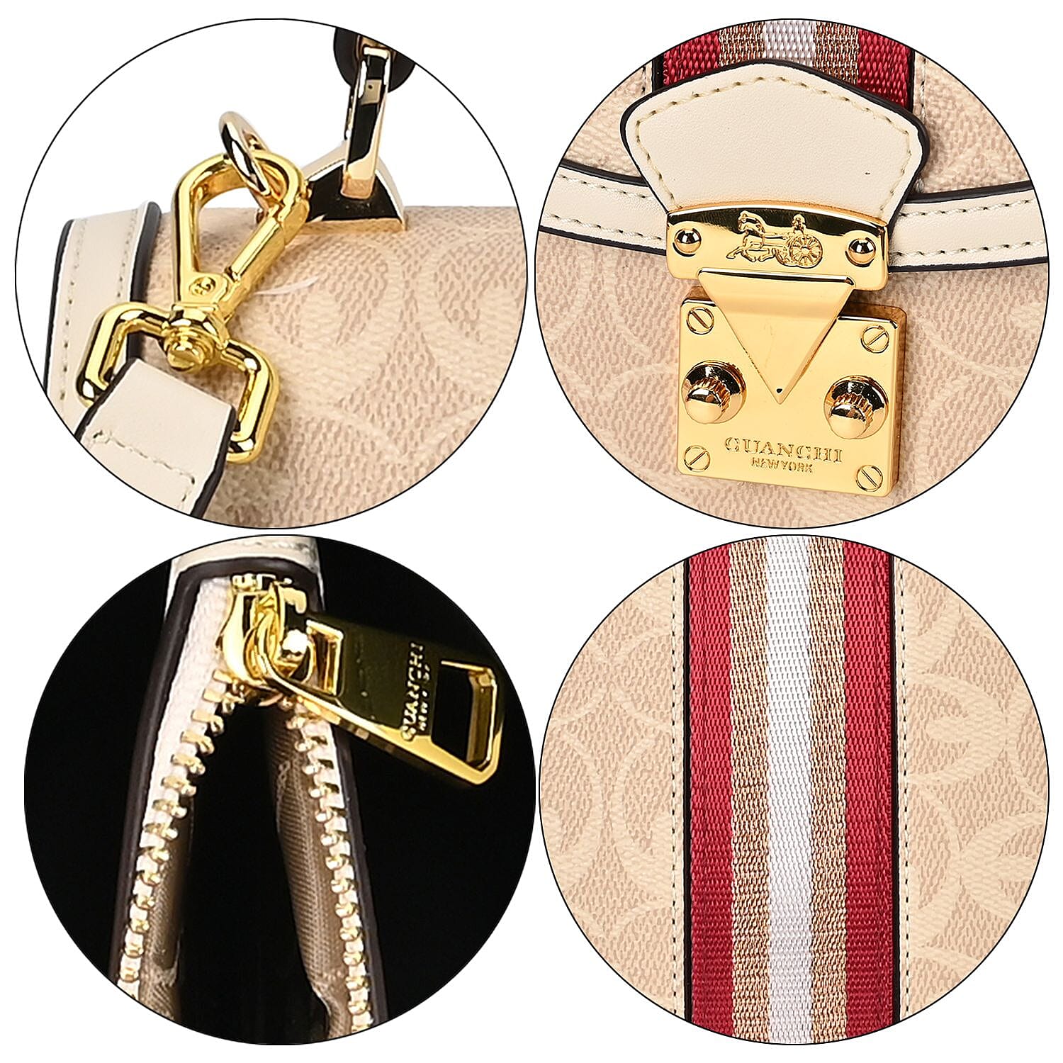 Guanchi Crossbody Bag with Handle Drop & Shoulder Strap - Off White