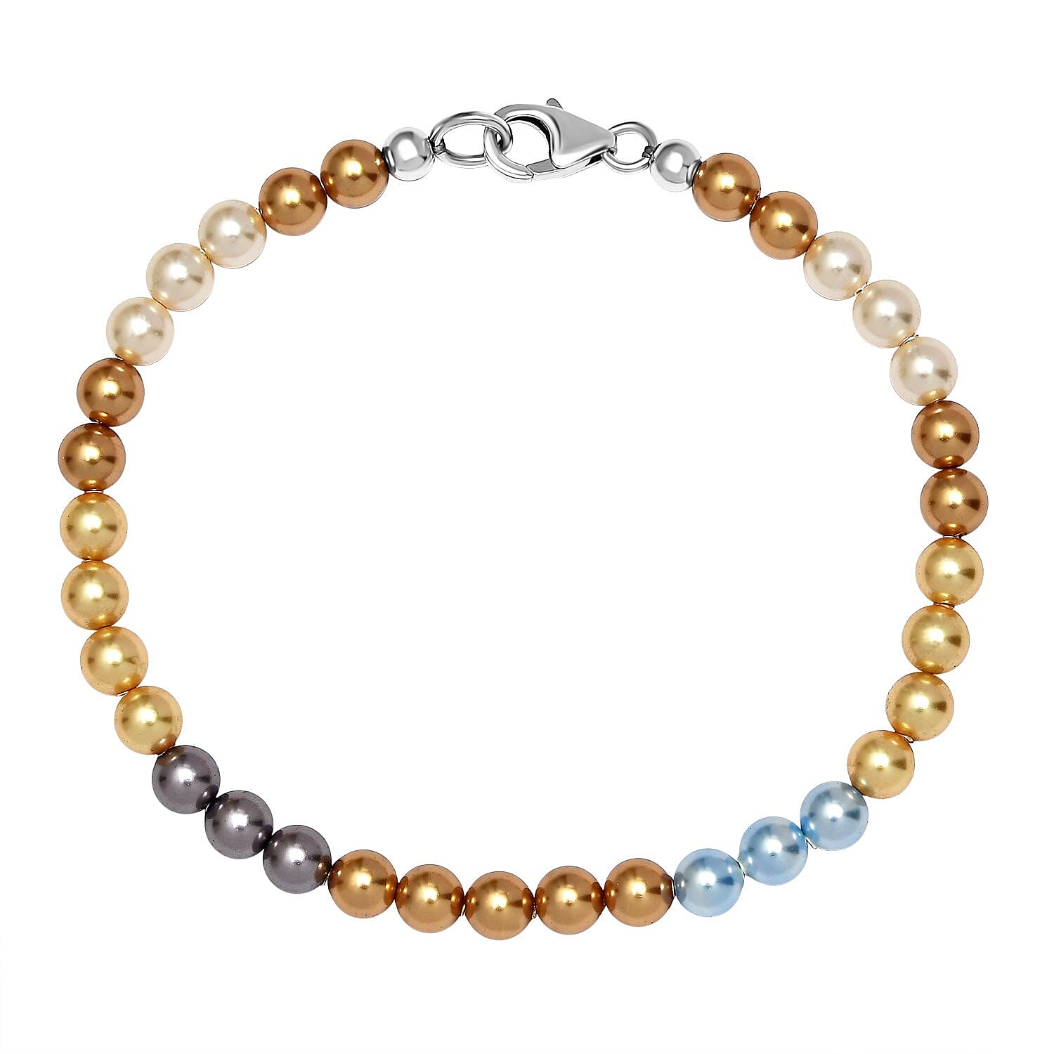 Creamrose Austrian Crystal& Multi Gemstone Bracelet (Size - 7.5) in Platinum Overlay Sterling Silver