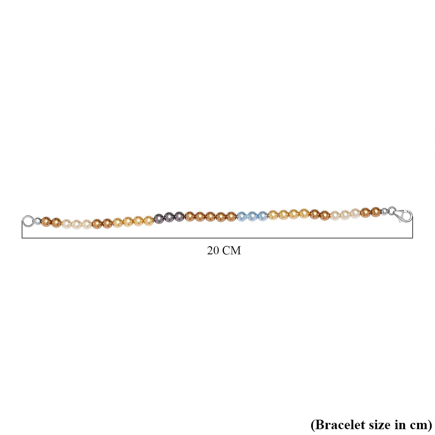 Creamrose Austrian Crystal& Multi Gemstone Bracelet (Size - 7.5) in Platinum Overlay Sterling Silver