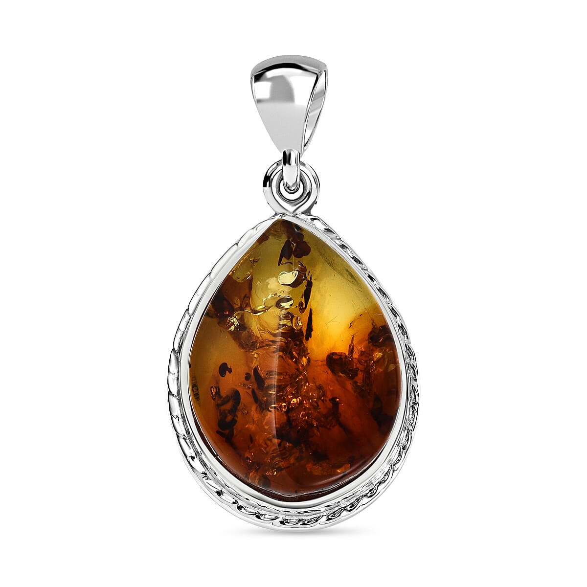 Tucson Special - Bi Colour Baltic Amber Solitaire Pendant in Sterling Silver