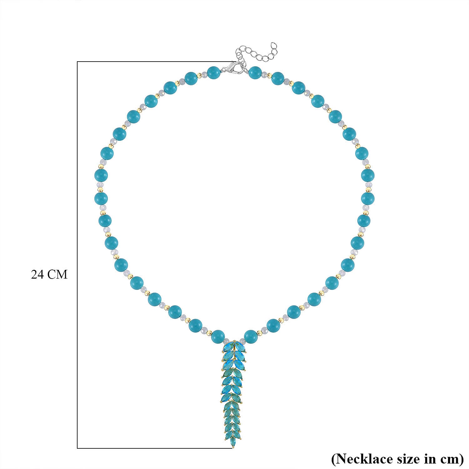 Designer Closeout - Sleeping Beauty Howlite, Blue Cubic Zirconia & Mystic Crystal Necklace (Size 20-22)