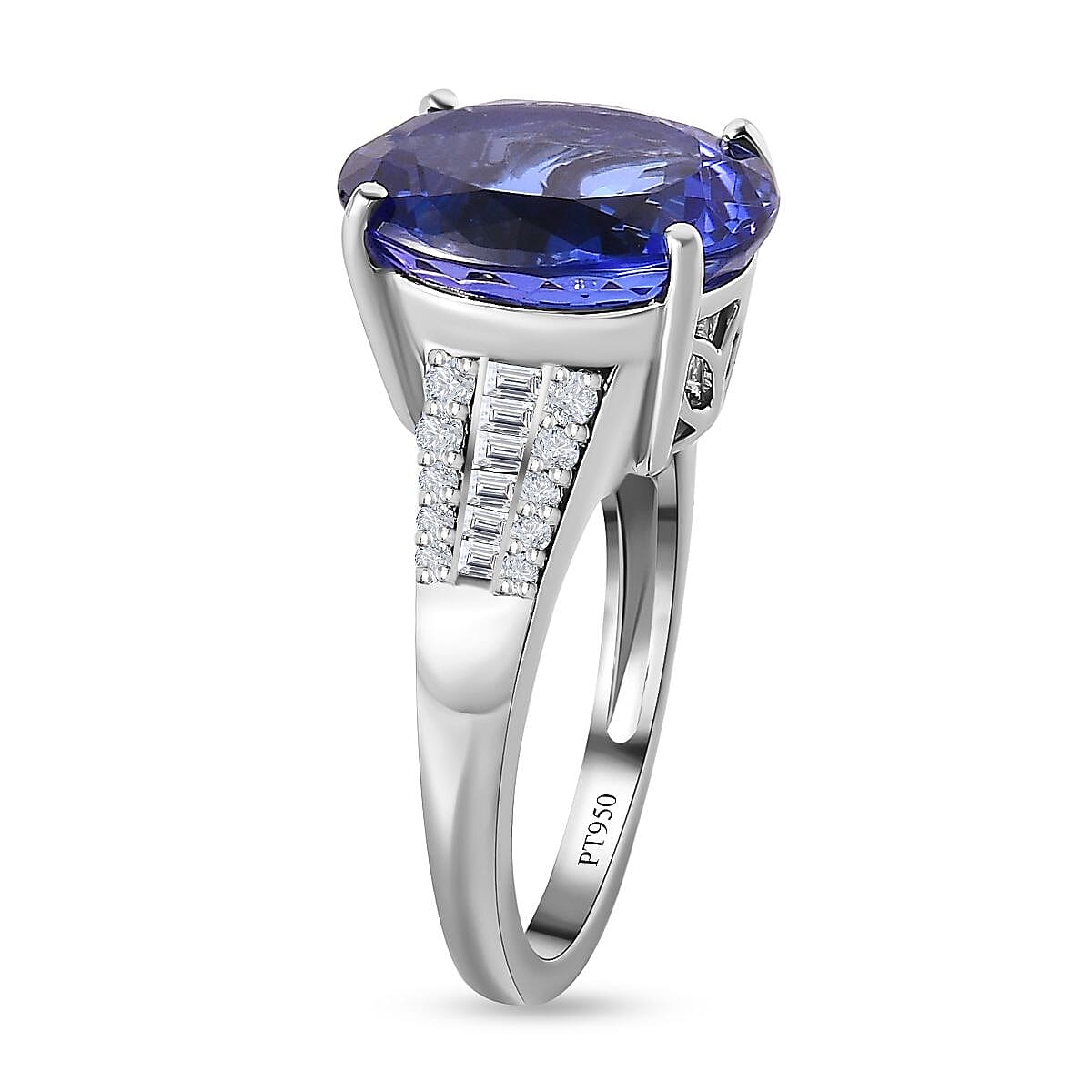 RHAPSODY 950 Platinum AAAA Oval Tanzanite & Diamond (VS-E-F)  Ring 7.50 Ct Size L