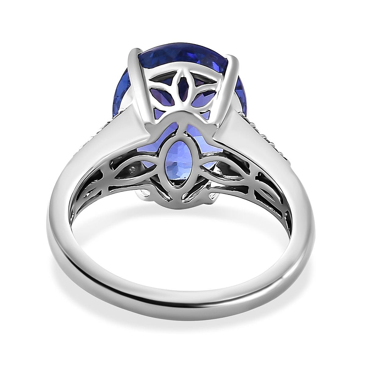 RHAPSODY 950 Platinum AAAA Oval Tanzanite & Diamond (VS-E-F)  Ring 7.50 Ct Size L