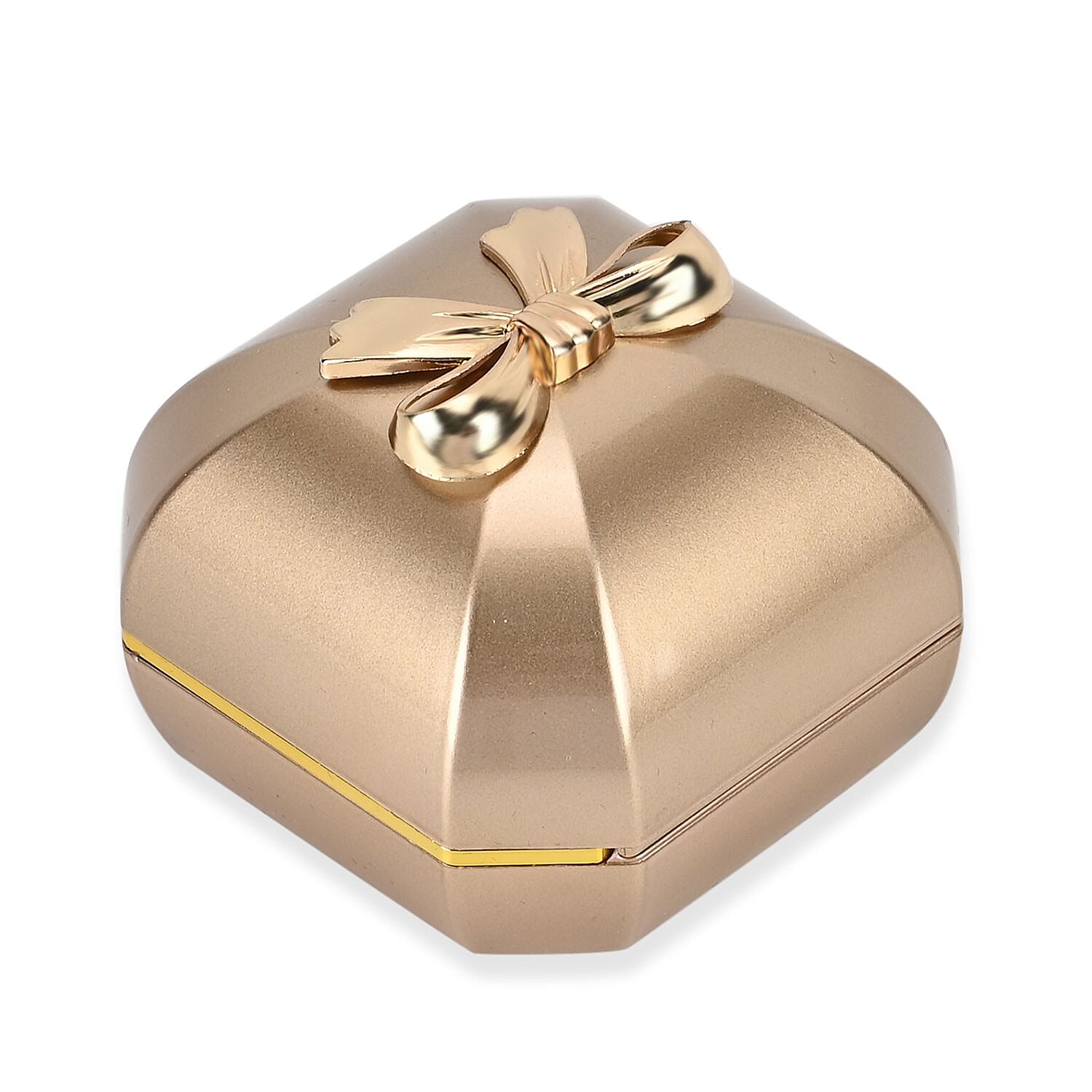 Luxurious Polished LED Lighted Solid Ring Box With Anti-Tarnish Protection (Size - 7x7x6 cm) - Gold