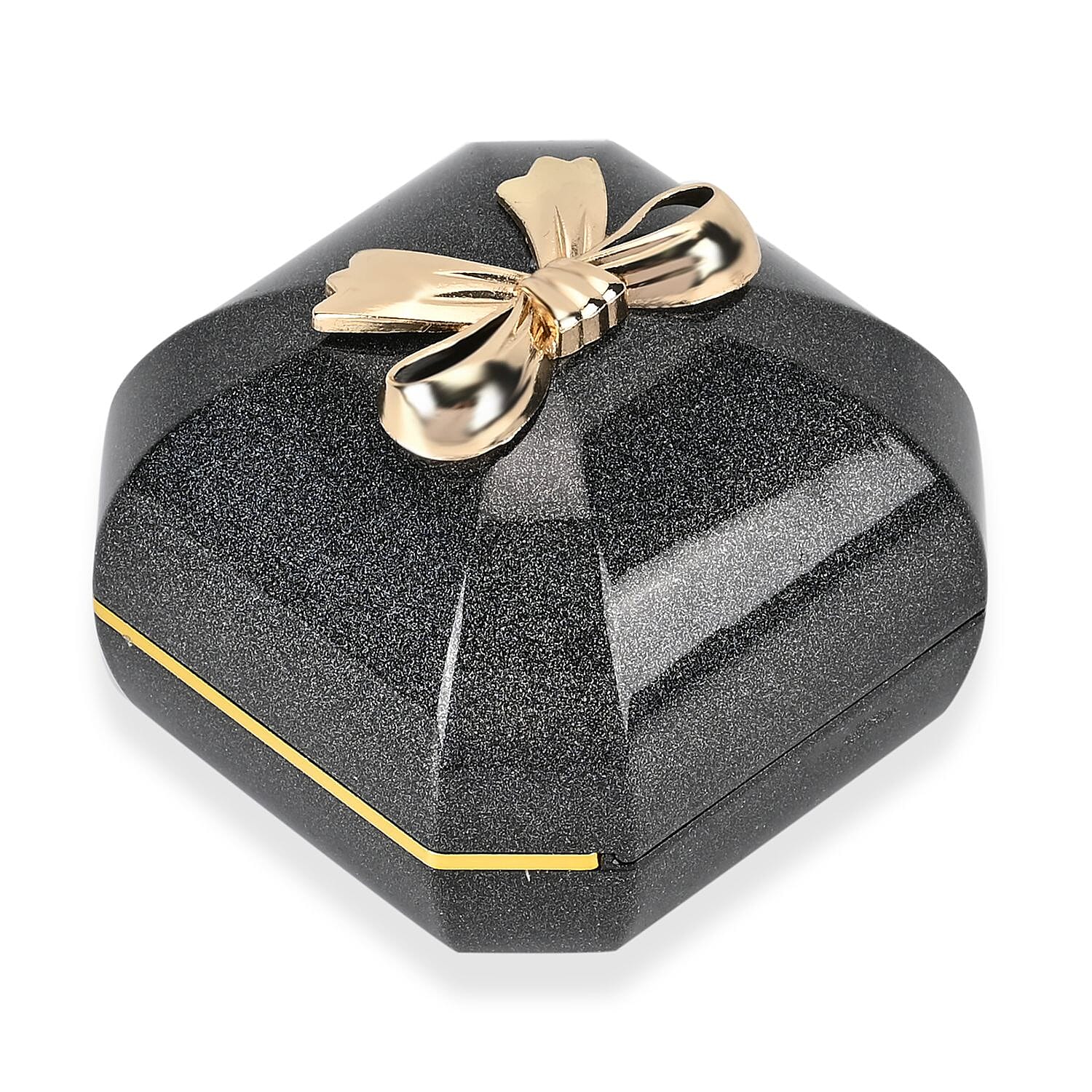 Luxurious Polished LED Lighted Solid Ring Box With Anti-Tarnish Protection (Size - 7x7x6 cm) - Black