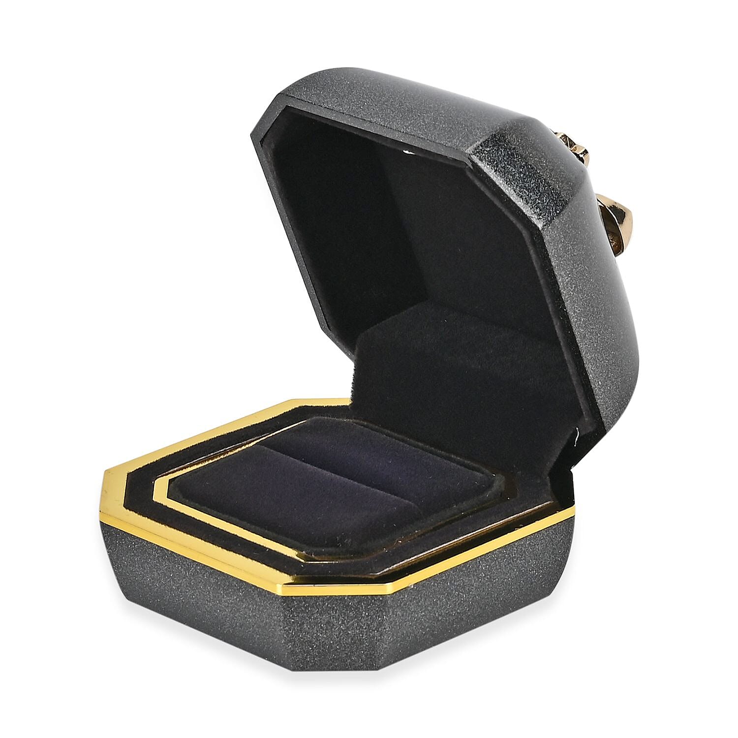 Luxurious Polished LED Lighted Solid Ring Box With Anti-Tarnish Protection (Size - 7x7x6 cm) - Black