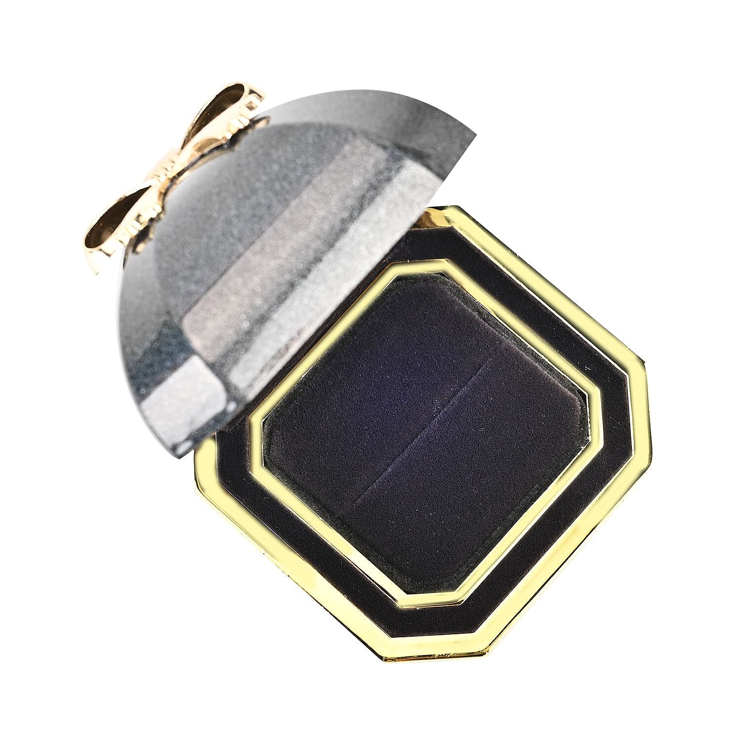 Luxurious Polished LED Lighted Solid Ring Box With Anti-Tarnish Protection (Size - 7x7x6 cm) - Black