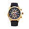 William Hunt Multifunction Japanese Movement 5 ATM Water Resistant Watch with Black Leather Strap in Yellow Gold Tone